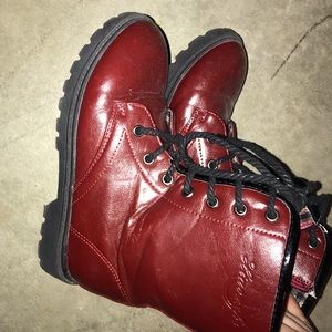 Red combat boots